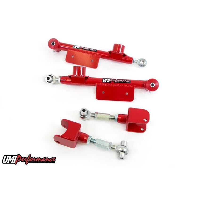 UMI 101417-R 99-04 Mustang Upper & Lower Adj. Control Arms, Red