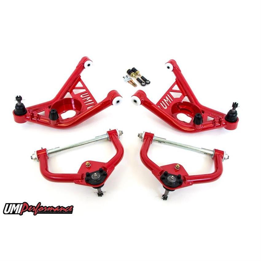UMI 265253-1-R 70-81 F-Body Tubular Front A-Arms, Delrin, Red