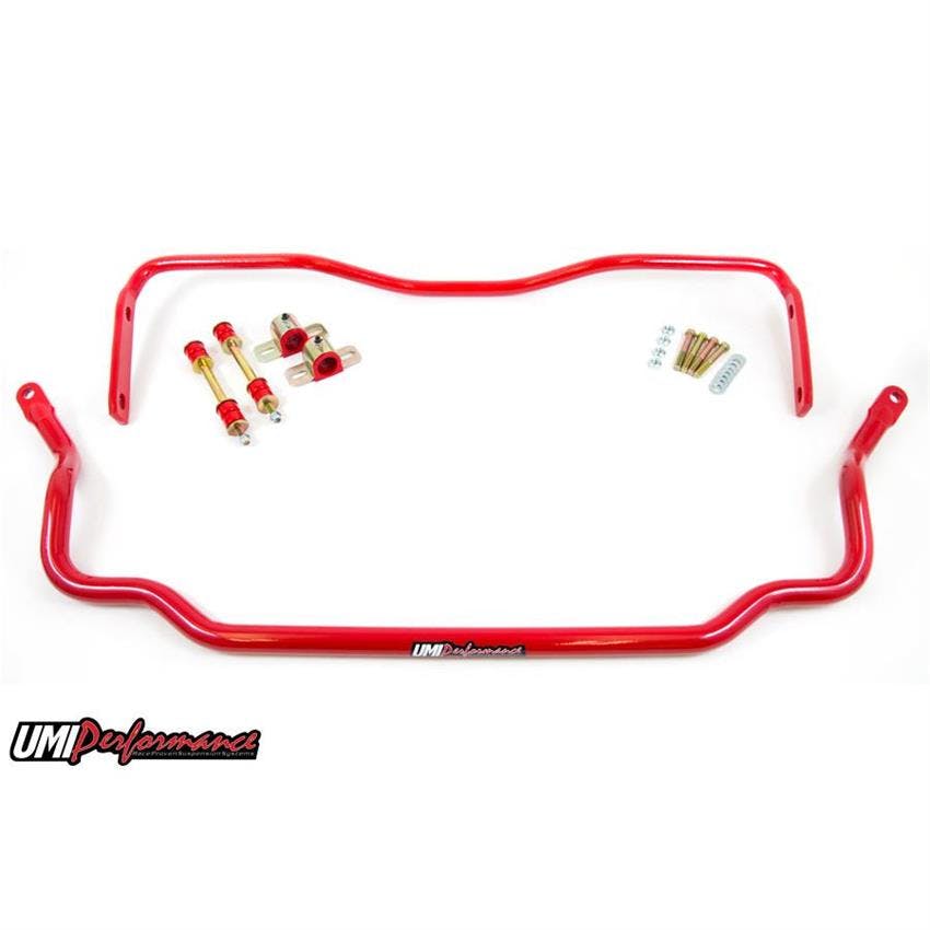 UMI 303534-R 78-88 G-Body Solid Front & Rear Sway Bar Kit, Red