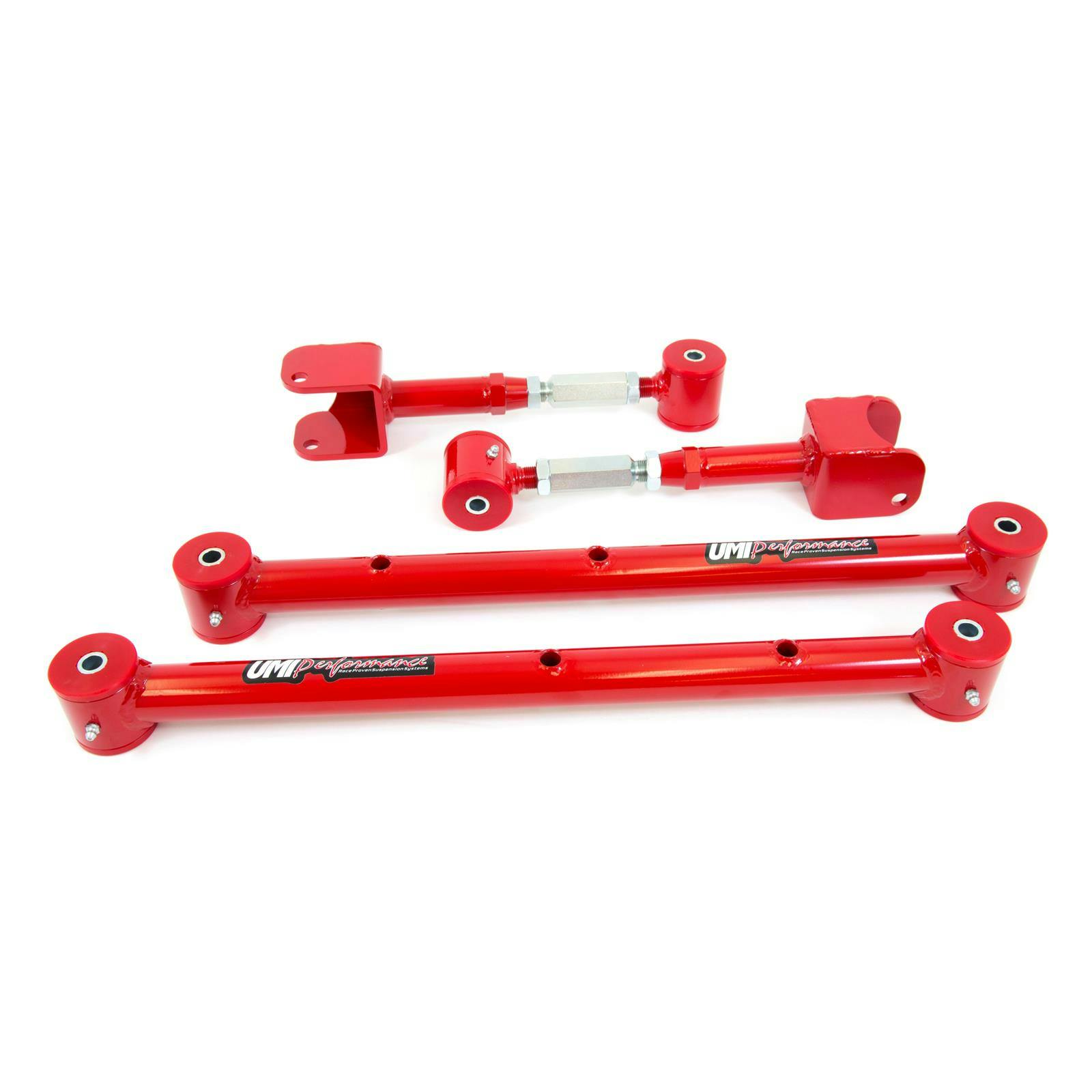 UMI 401526-R 64-67 A-Body Lower & Adj. Upper Control Arm Kit, Red