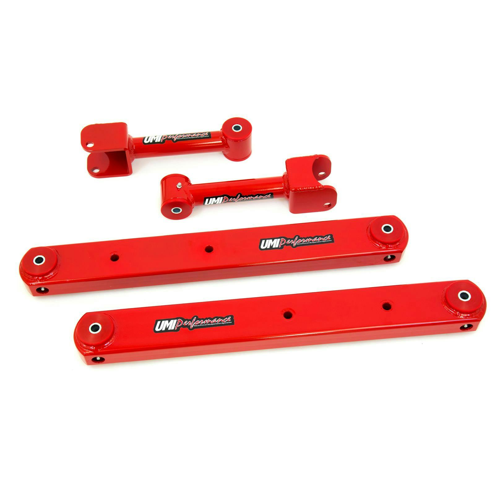 UMI 402116-R 68-72 A-Body Rear Control Arms, Boxed Lowers, Red