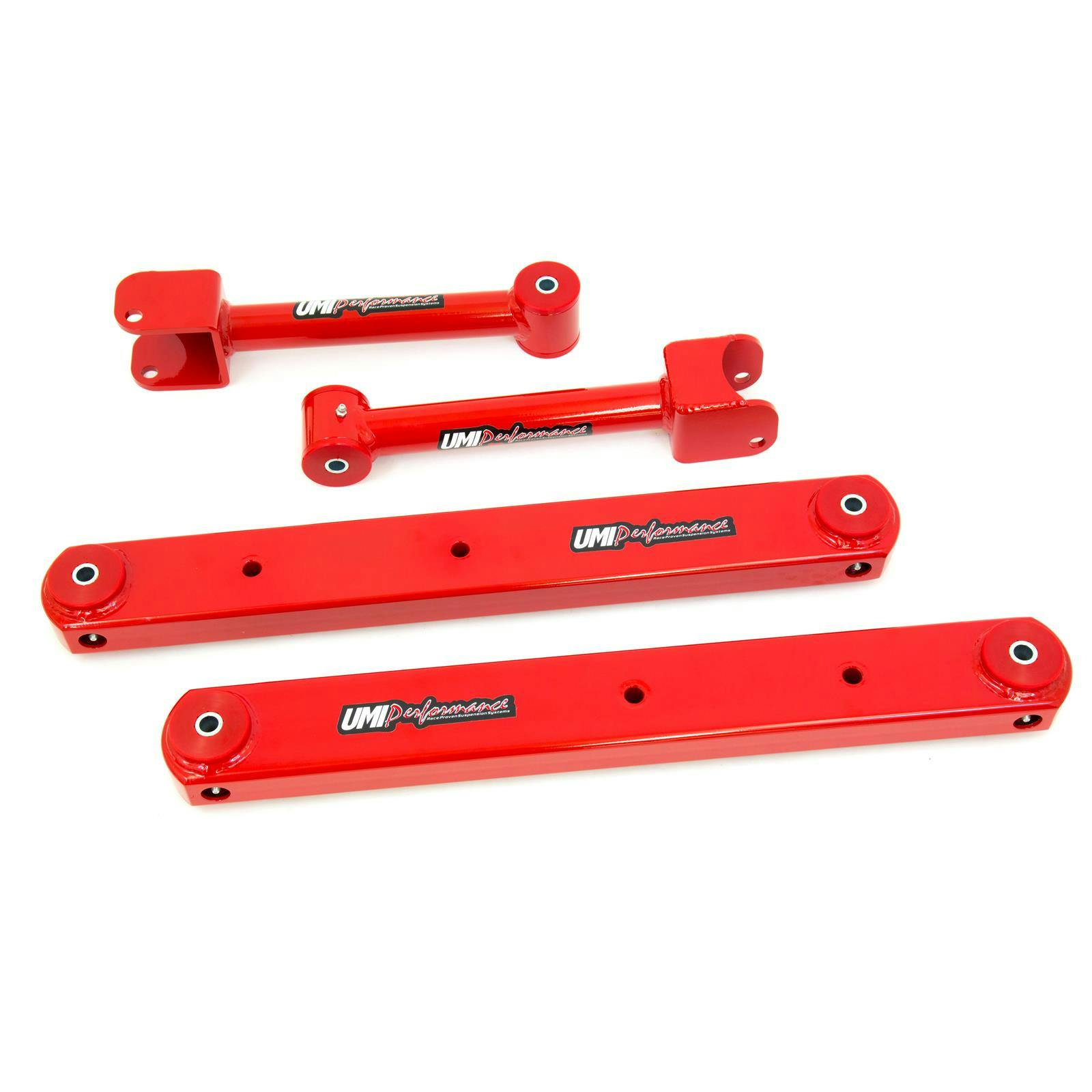 UMI 402118-R 64-67 A-Body Rear Control Arms, Boxed Lowers, Red