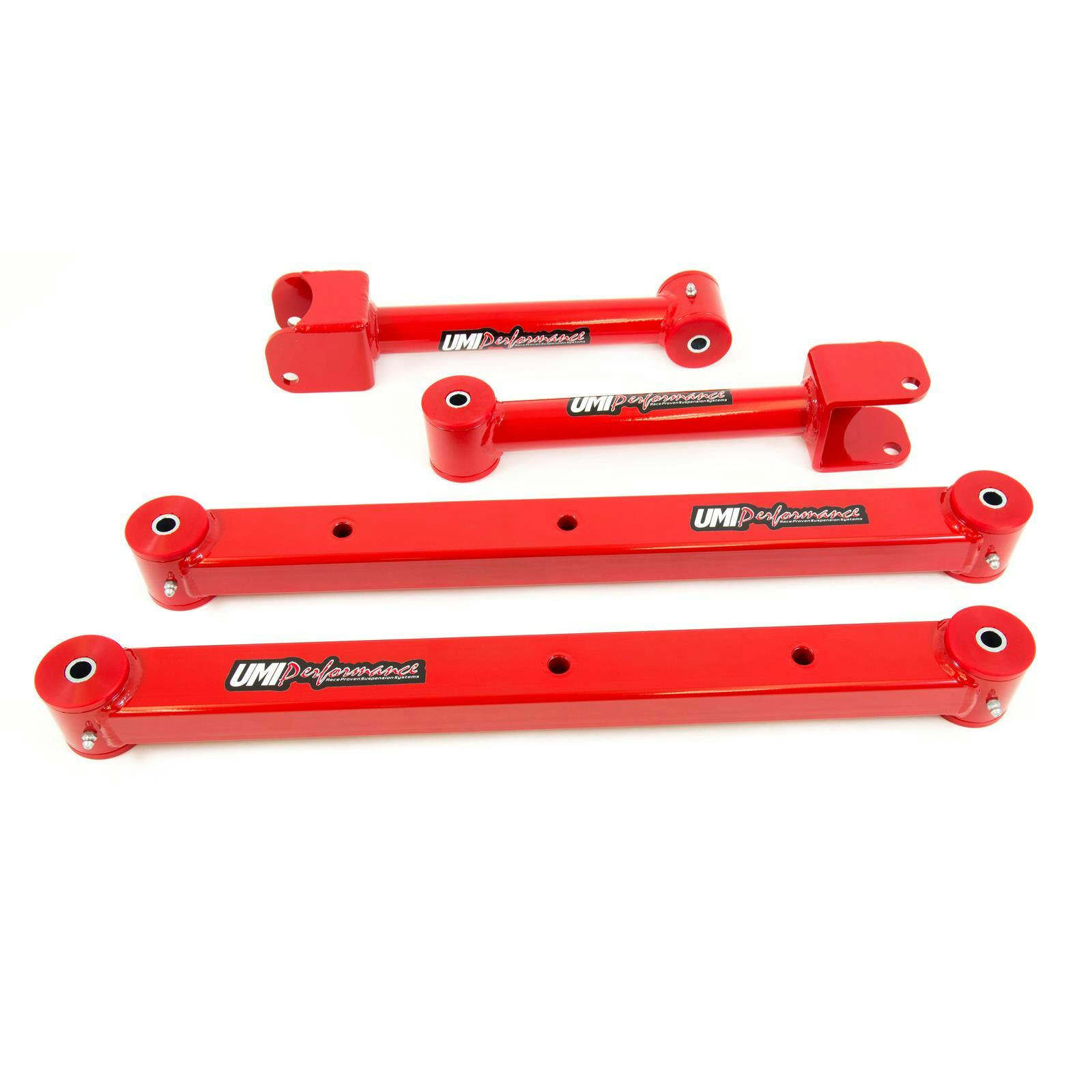 UMI 402418-R 64-67 A-Body Rear Control Arm Kit, Boxed Lowers, Red