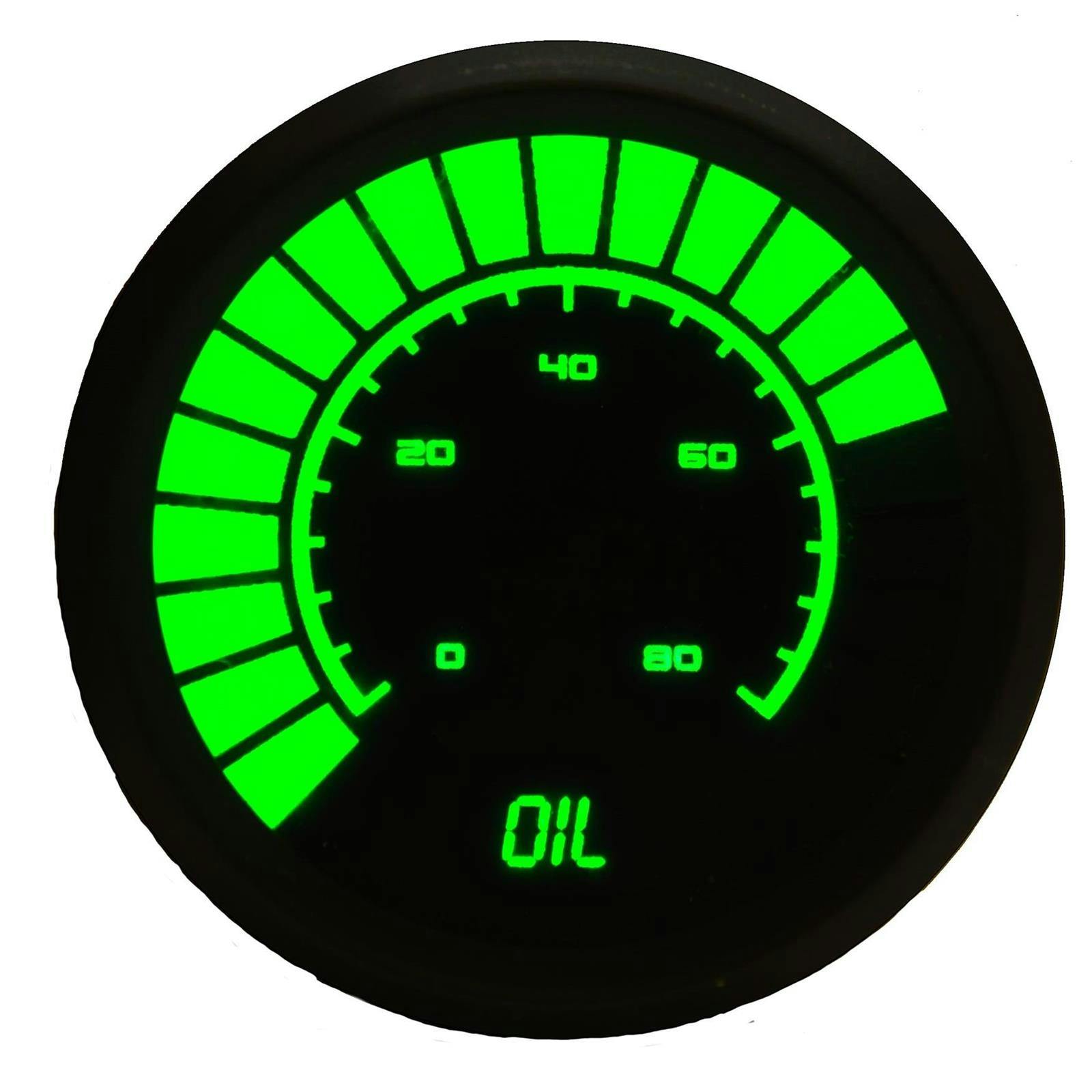 Intellitronix B9114G Barg Oil Pressure Gauge, Green