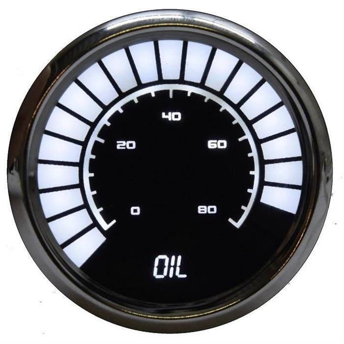 Intellitronix BS9114W Barg Oil Pressure Gauge, White