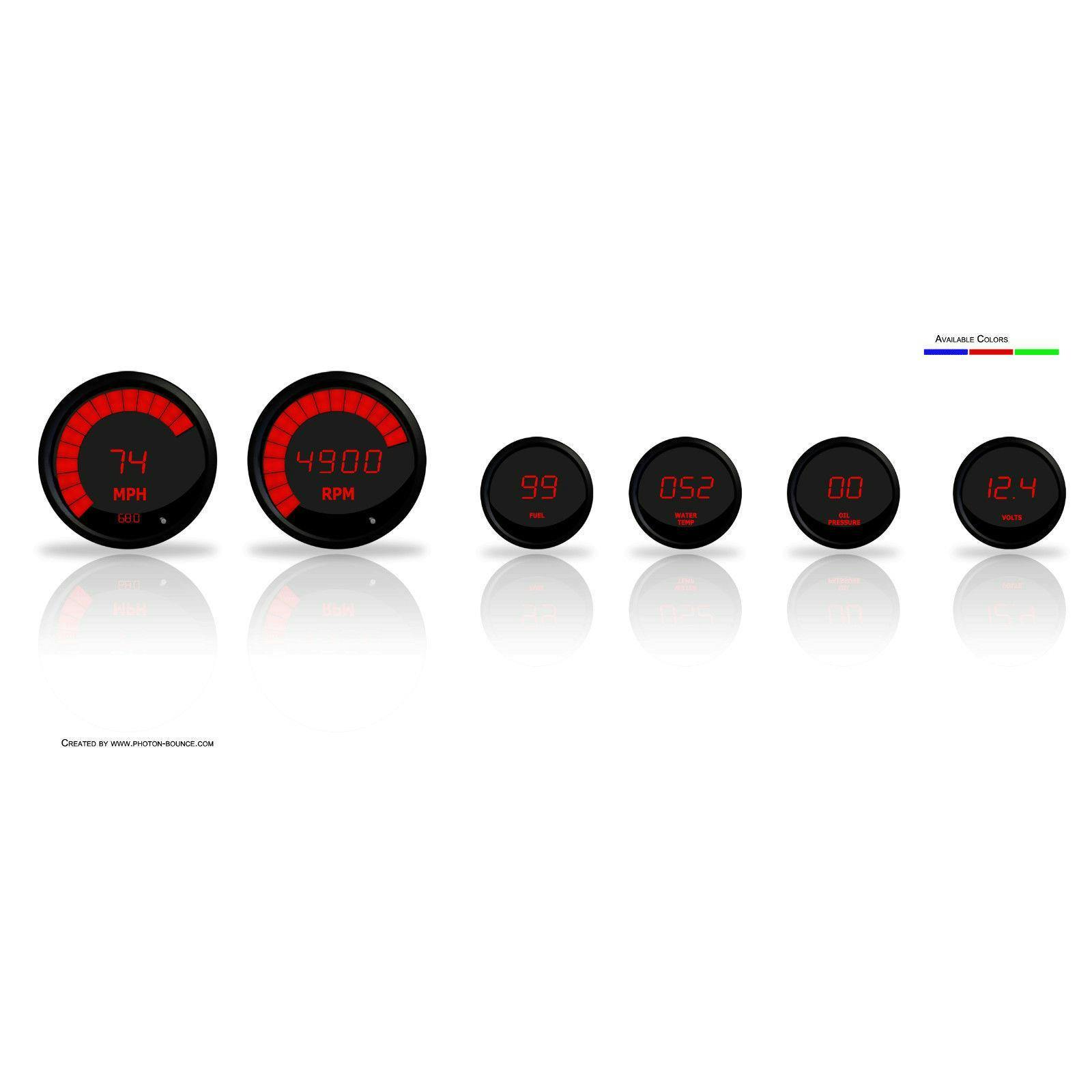 Intellitronix M9999R LED Multi-Gauge Set, Red