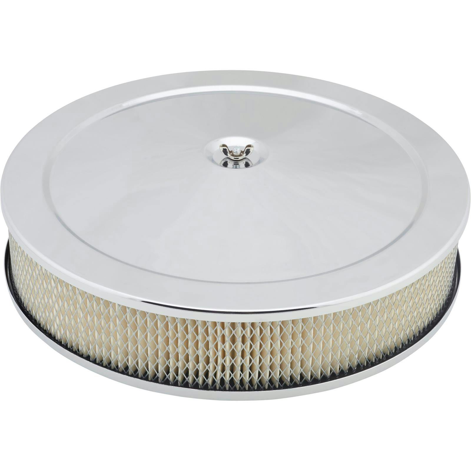 Chrome Deep Dish Performance Air Cleaner, 14 x 3 Inch, 4 Barrel Carb.