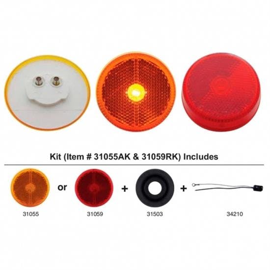 United Pacific 31055AK 2 1/2" Refltr Marker Light Kit, Amber Lens
