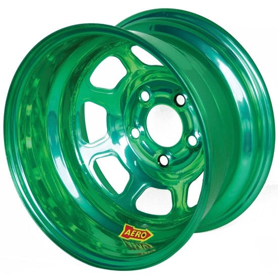 Aero 50-924530GRN 50 Series 15x12 Wheel, 5x4.5 BP, 3 Inch BS