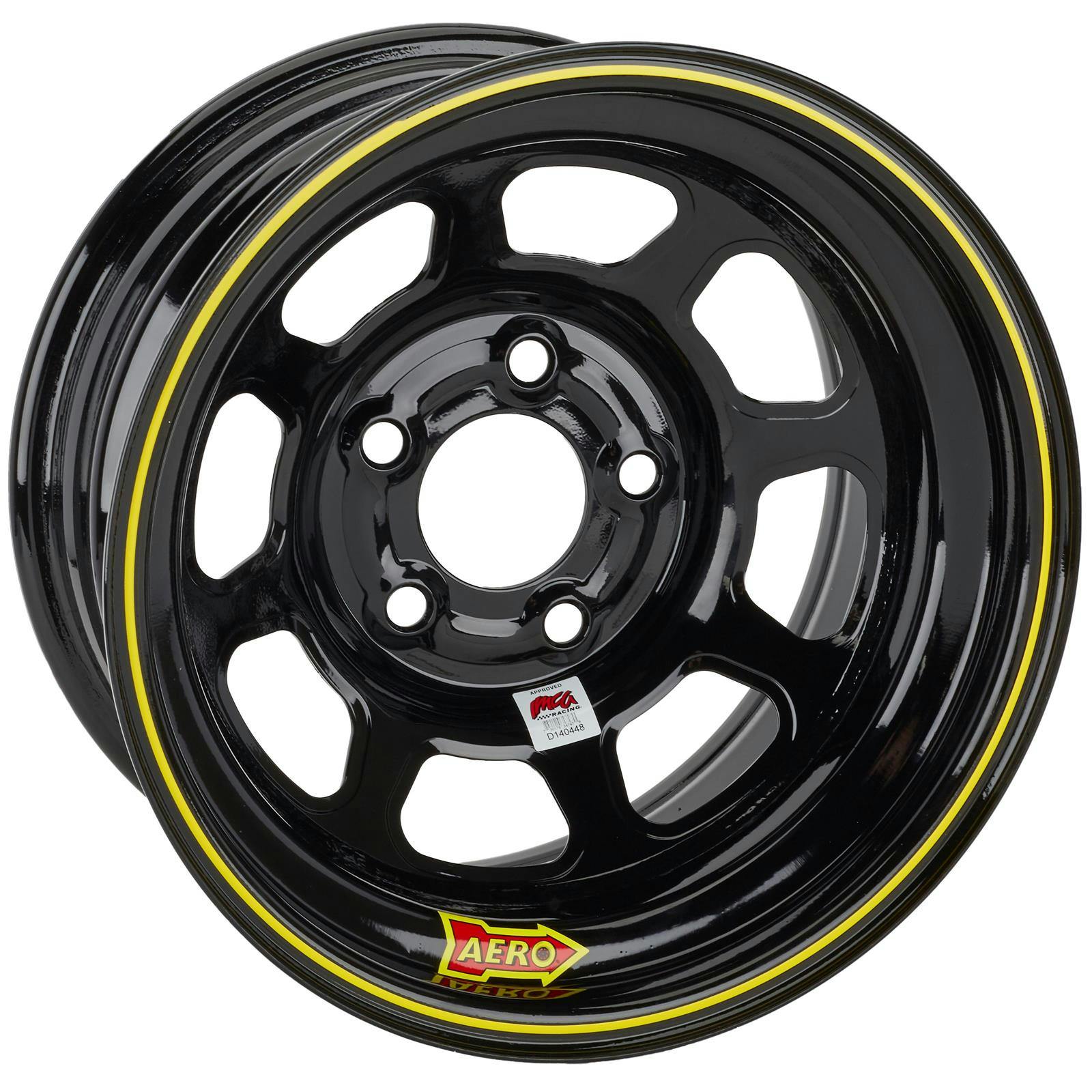 Aero 52984720LBLK 52 Series 15x8 Wheel, 5 on 4-3/4, 2 Inch BS IMCA L