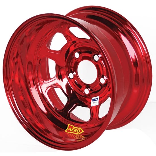 Aero 52-985040RED 52 Series 15x8" Wheel, 5x5 BP, 4" BS IMCA