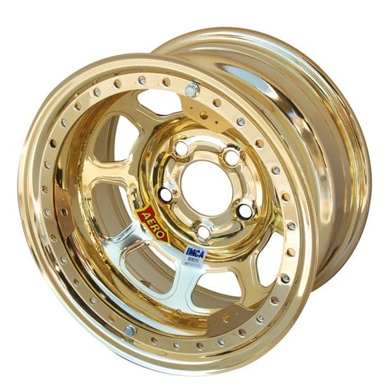 Aero 53-984720GOL 53 Series 15x8 Wheel, BL, 5 on 4-3/4, 2 Inch BS IMCA