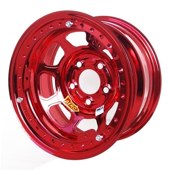 Aero 53-985010RED 53 Series 15x8 Wheel, BL, 5x5 BP, 1" BS, IMCA