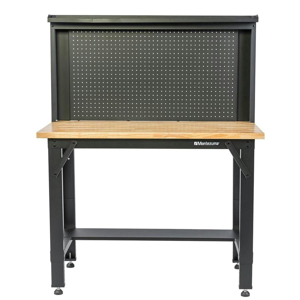 Montezuma MWB482454B Adjustable Height Workbench W Pegboard, 4 Ft