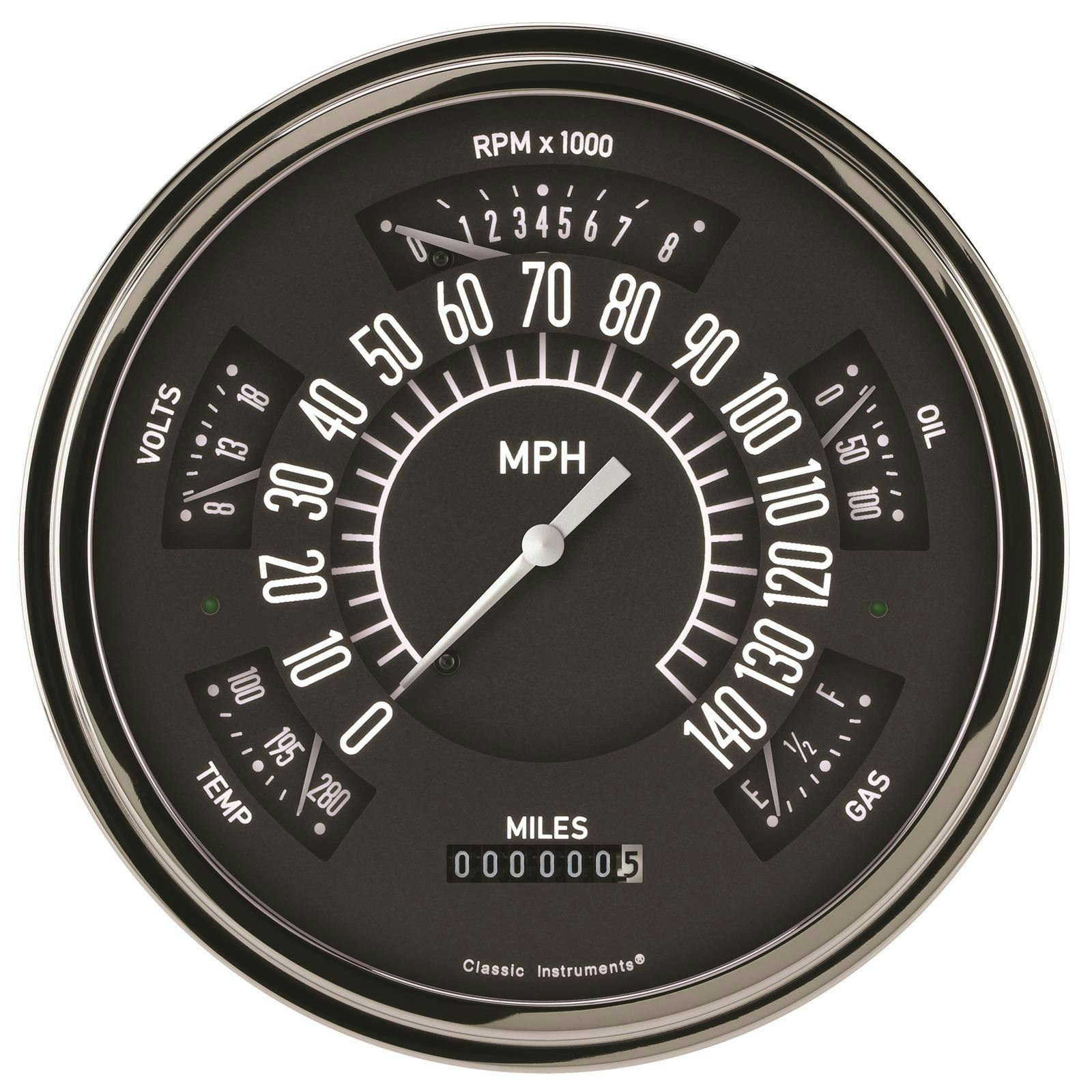 Classic Instruments Black Shoebox Gauge Cluster, 49-50 Ford