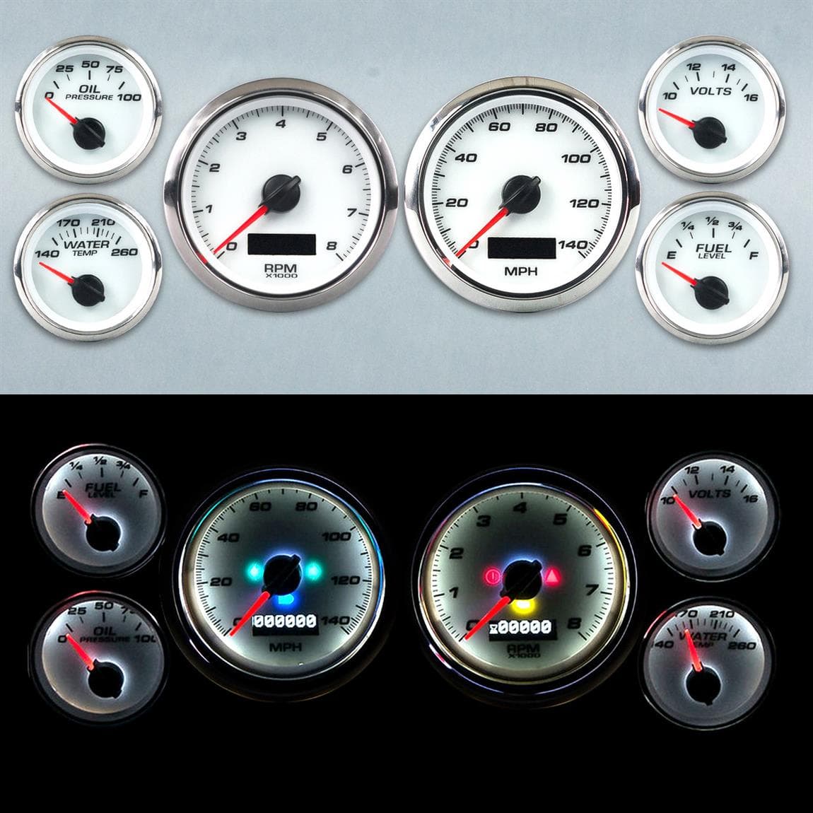 New Vintage USA 01649-93 Performance 6 Gauge Kit White