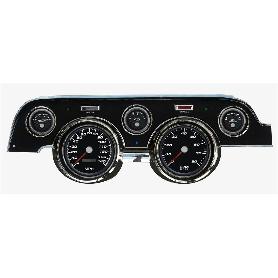 New Vintage USA 01707-01 5 Gauge Performance Black 67-68 Mustang