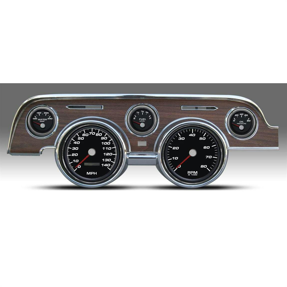 New Vintage USA 01717-01 5 Gauge Performance Black 67-68 Mustang