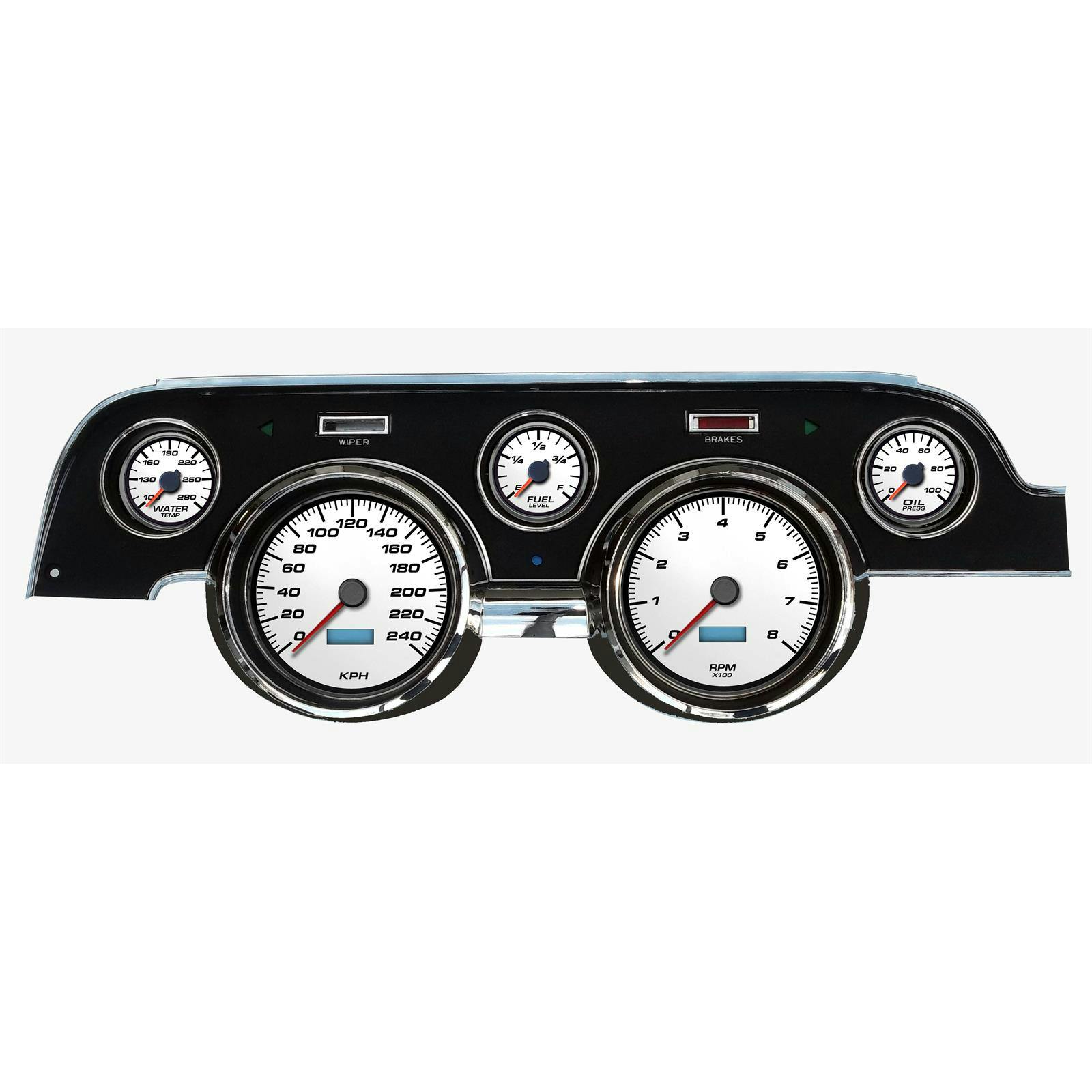 New Vintage USA 02707-01M 5 Gauge Perform ll KM/H 67-68 Mustang