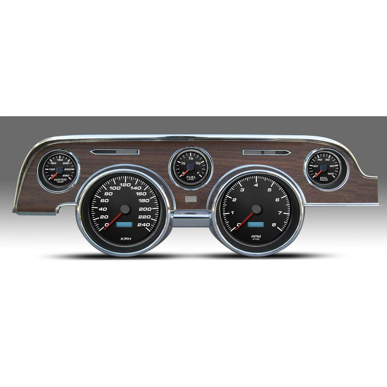 New Vintage USA 02717-01M 5 Gauge Perform ll KM/H 67-68 Mustang