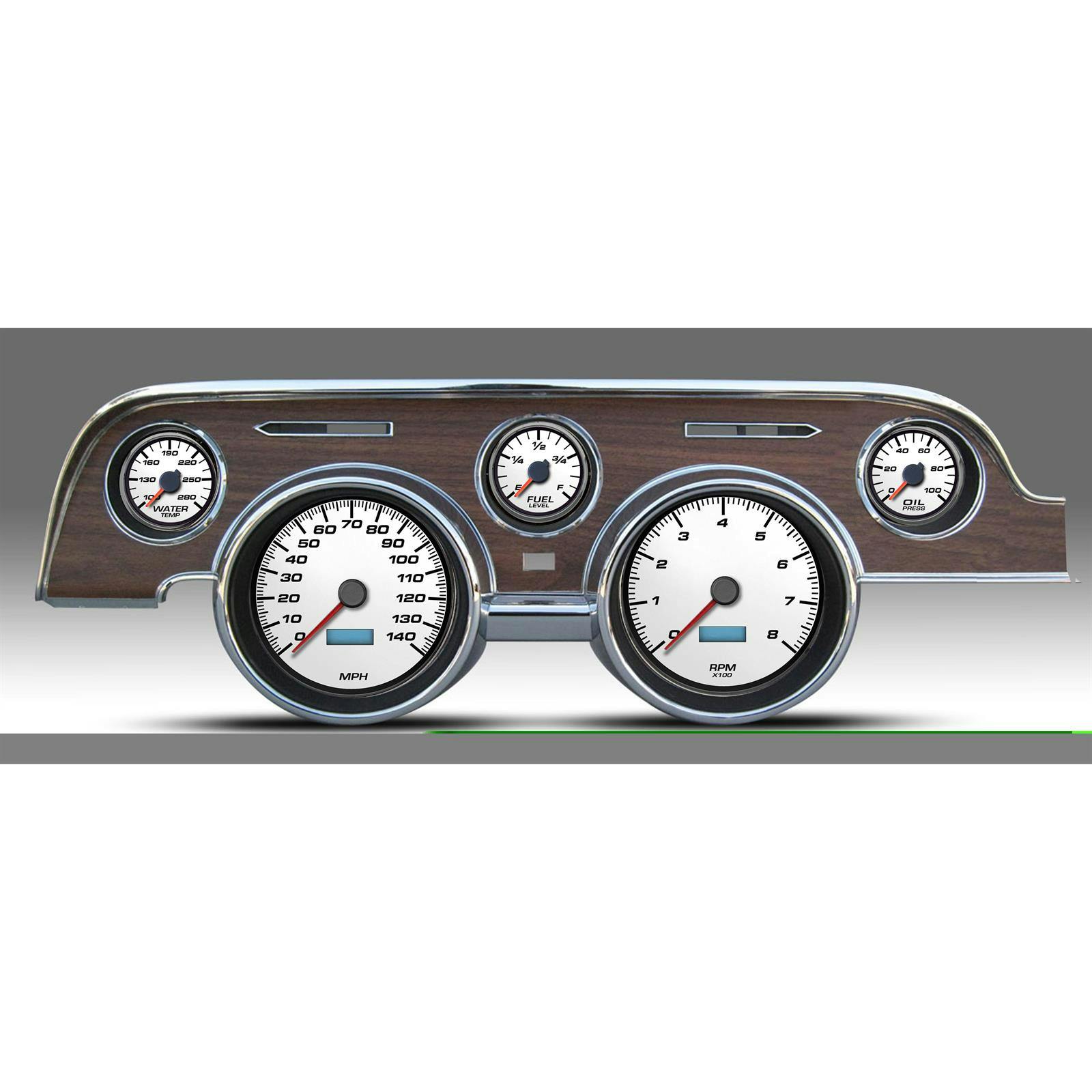 New Vintage USA 02717-03 5 Gauge Performance ll Wht 67-68 Mustang