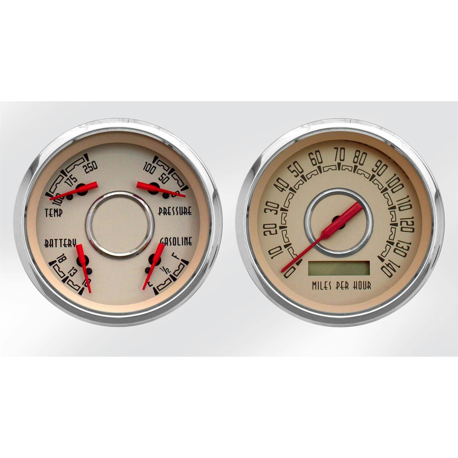 New Vintage USA 37204-02 2 Gauge Kit Woodward Series 3 3/8" Beige