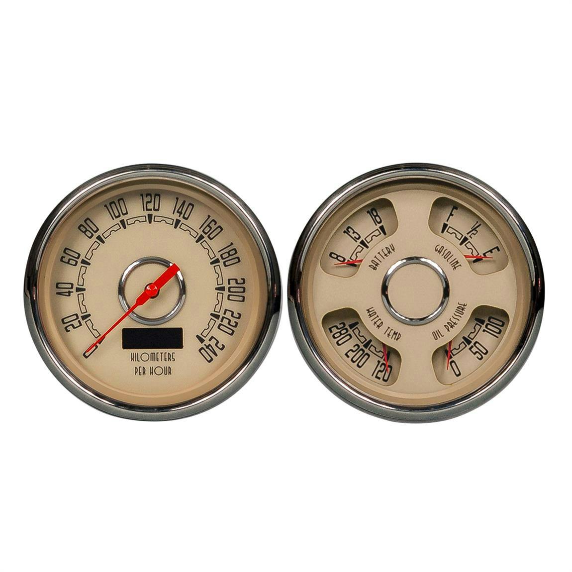 New Vintage USA 37205-02M Woodward 2 Gauge Set, 4 3/8, Beige, KPH