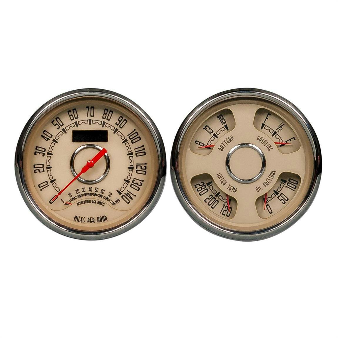 New Vintage USA 37215-02 2 Gauge Kit Woodward Series 4 3/8" Beige