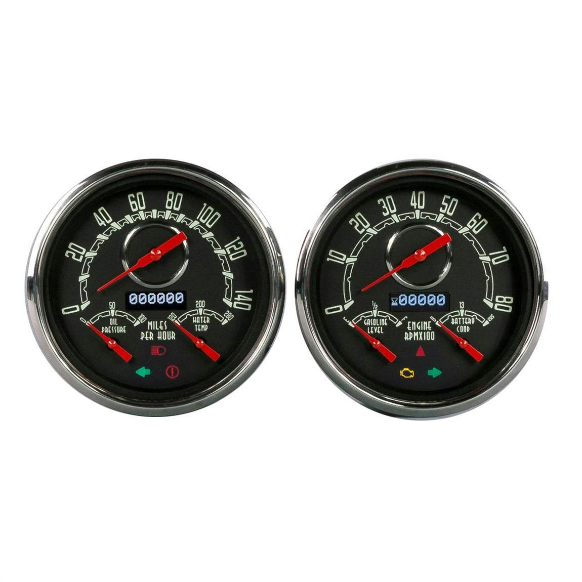 New Vintage USA 3725701 Woodward Series Gauges, 3 in 1, Black