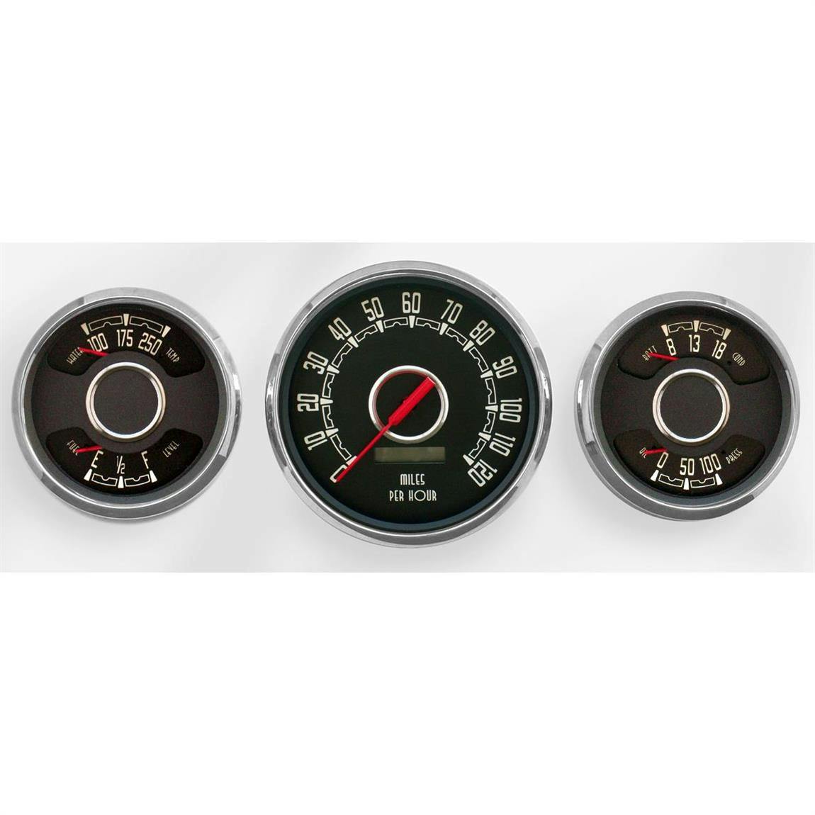 New Vintage USA 37331-01 3 Gauge Combo Woodward Series 4 3/8" Blk