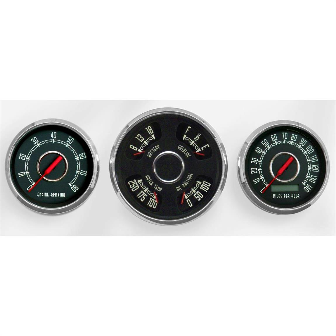 New Vintage USA 37334-01 3 Gauge Combo Woodward Series 4 3/8" Blk