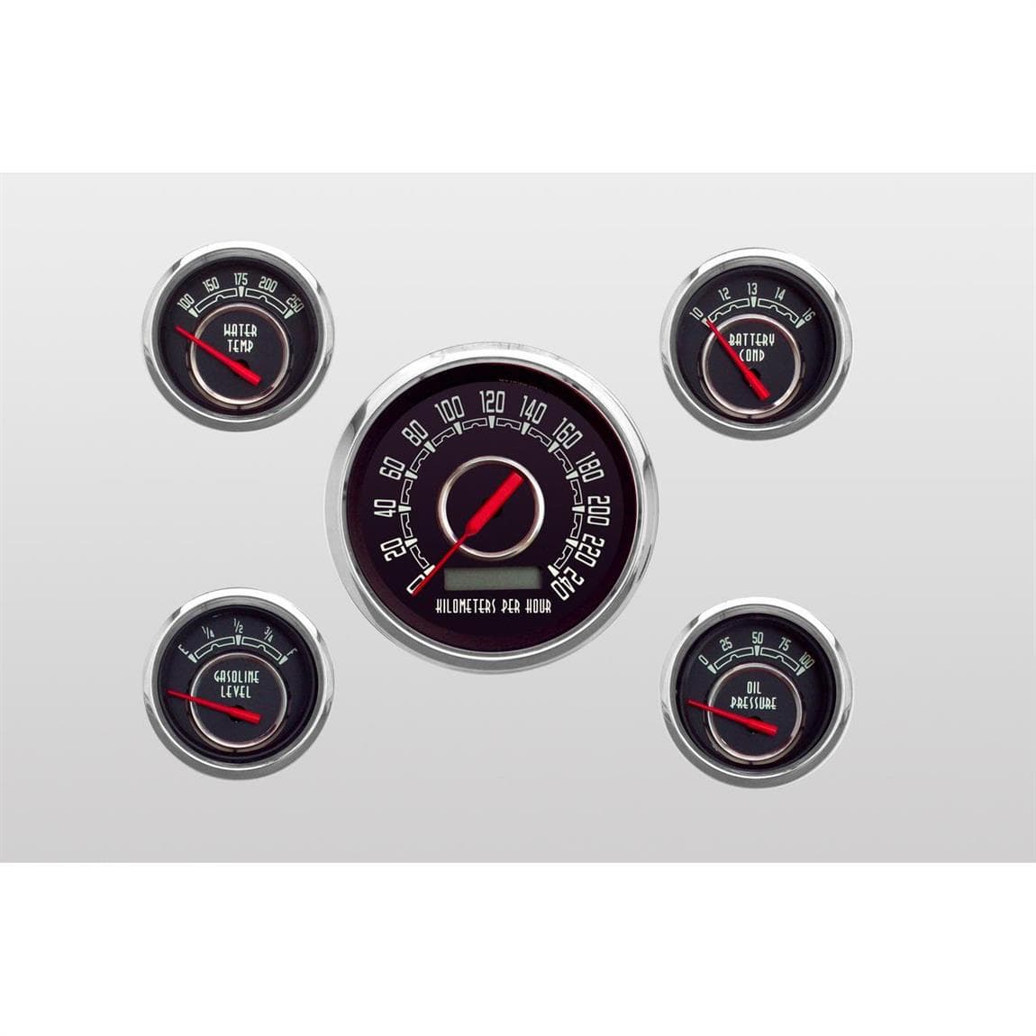 New Vintage USA 37504-01M 5 Gauge Kit Black 3-3/8-2-1/16