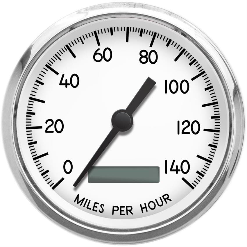 New Vintage USA 40150-03 1940 Series 4 3/8" Speedometer White