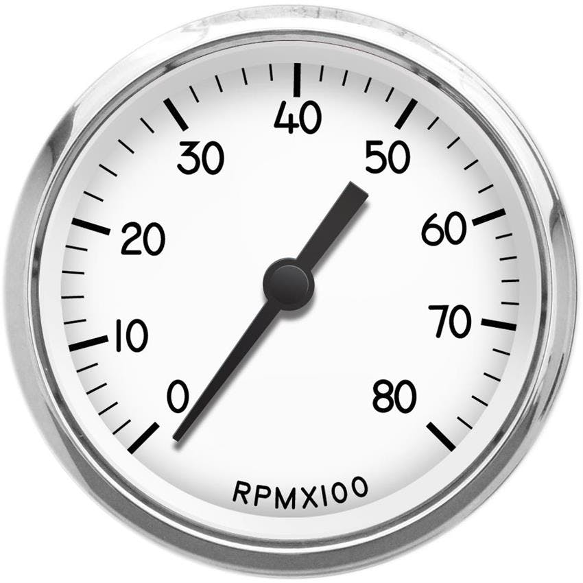 New Vintage USA 40151-03 1940 Series 4 3/8" Tachometer White