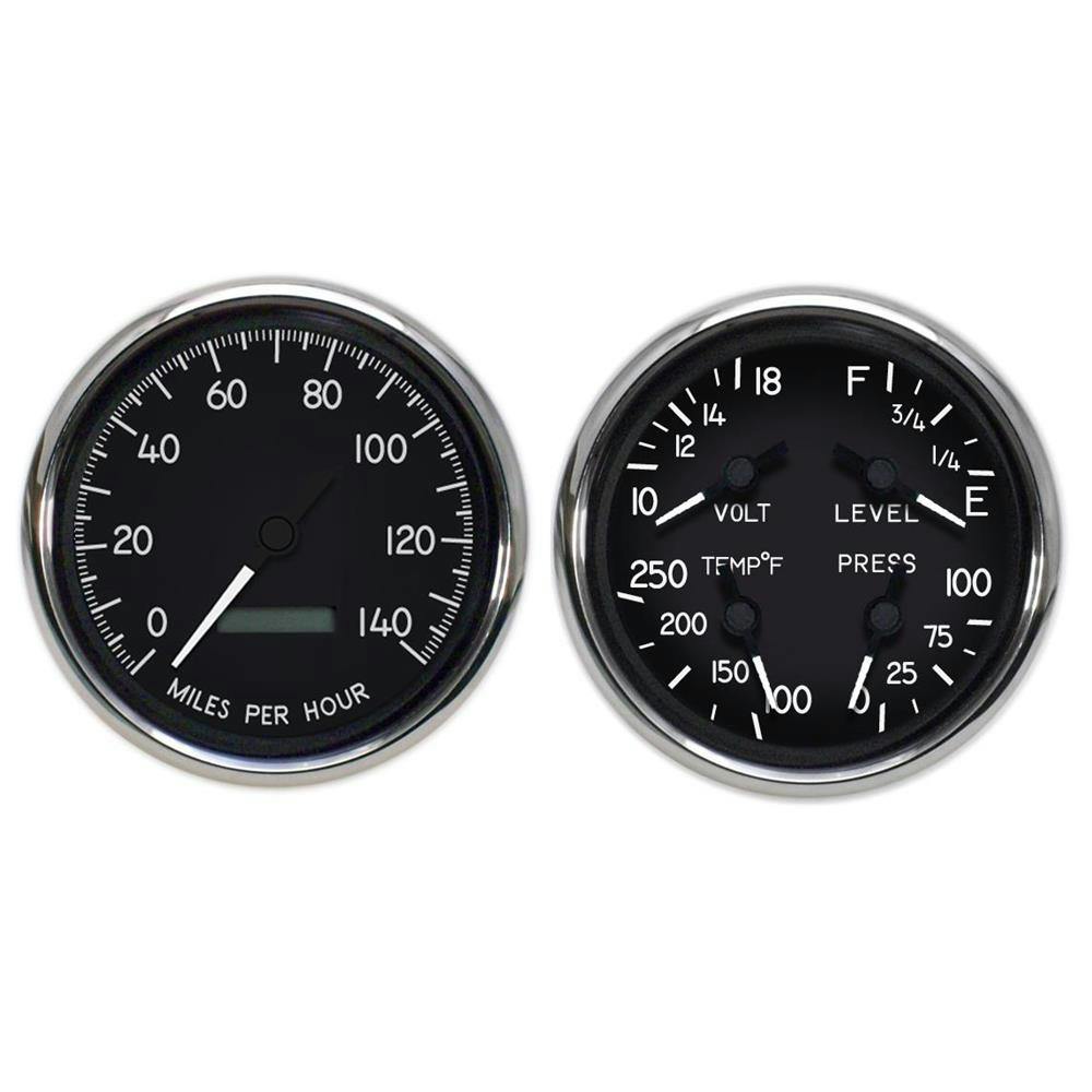 New Vintage USA 40205-01 2 Gauge Kit 1940 Series 4 3/8" Black