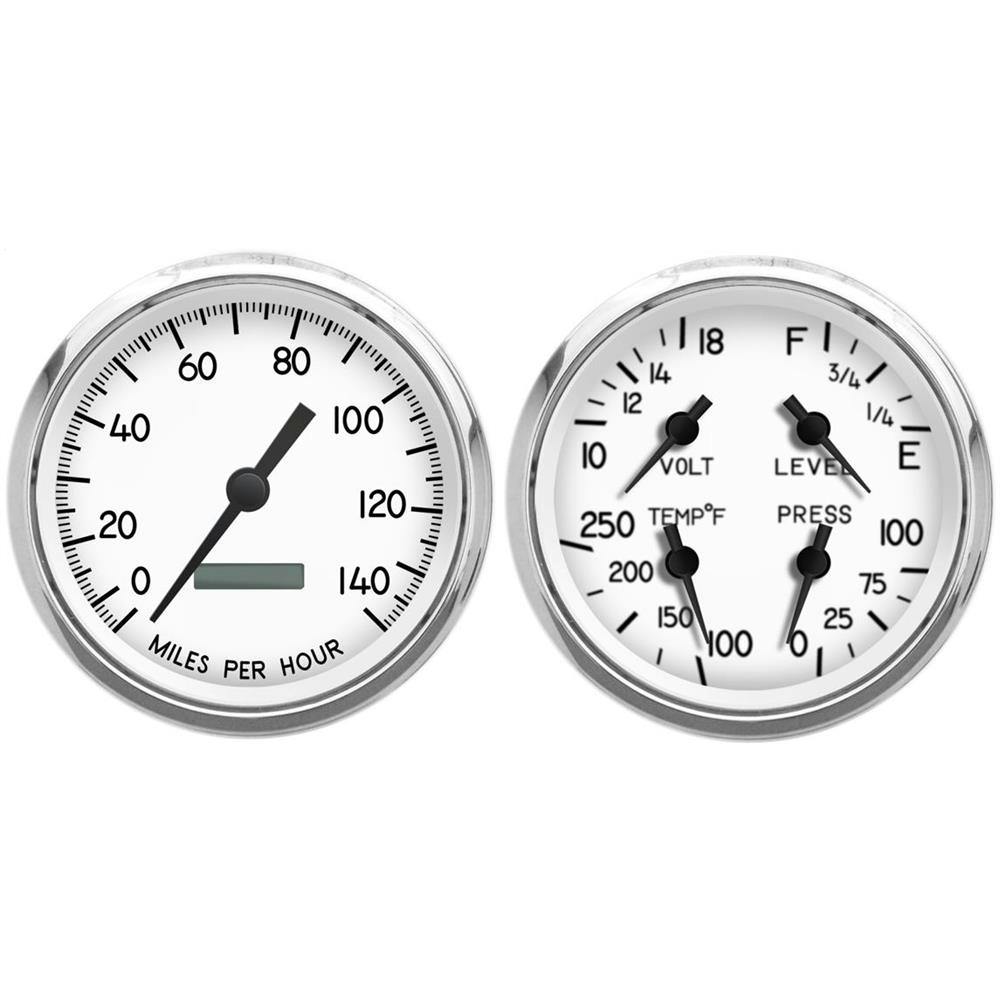 New Vintage USA 40205-03 2 Gauge Kit 1940 Series 4 3/8" White