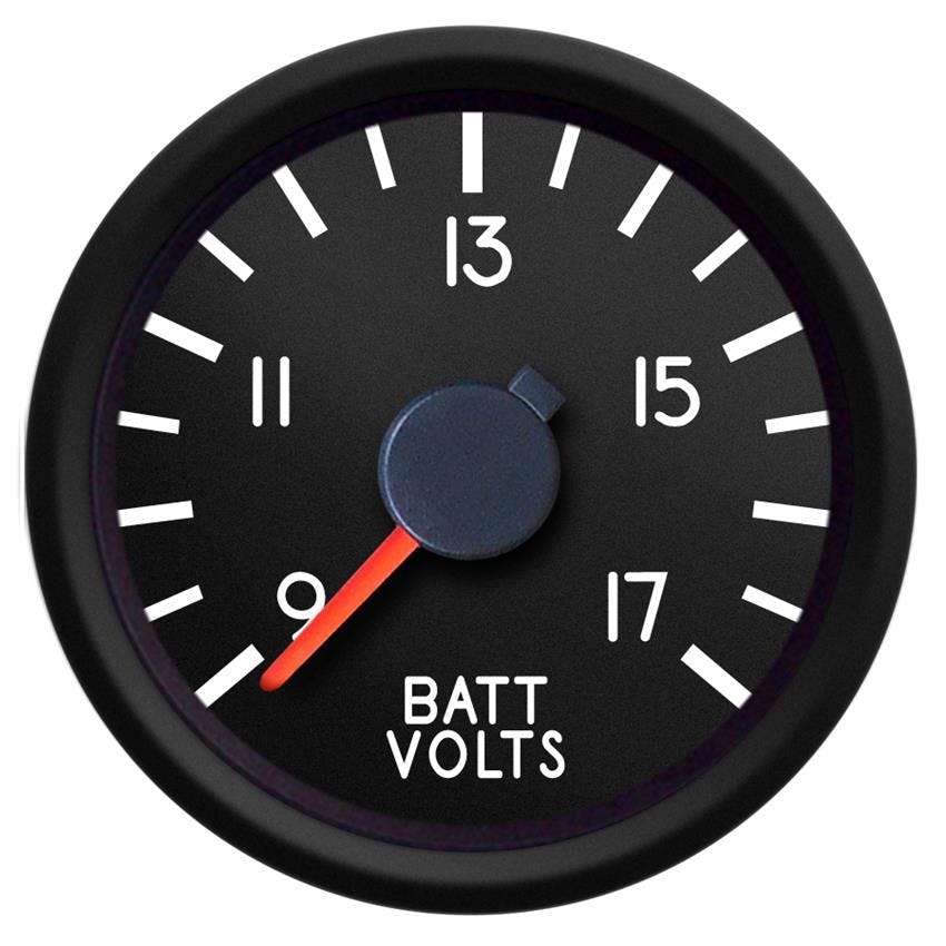 New Vintage USA 44123-01 Aviator Series 2 1/16" Voltmeter Black