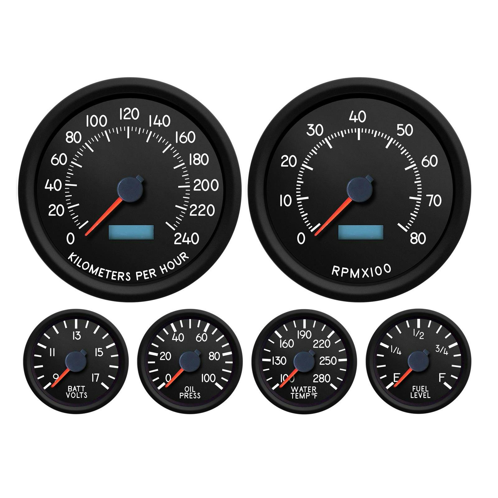 New Vintage USA 44659-01M 6 Gauge Aviator Series 4 3/8" Kit KM/H