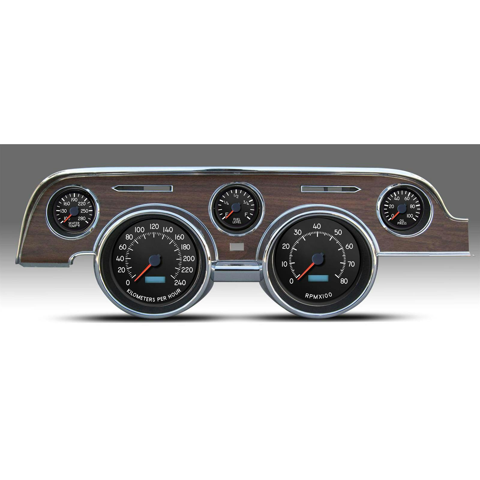 New Vintage USA 44717-01M 5 Gauge Aviator Ser KM/H 67-68 Mustang