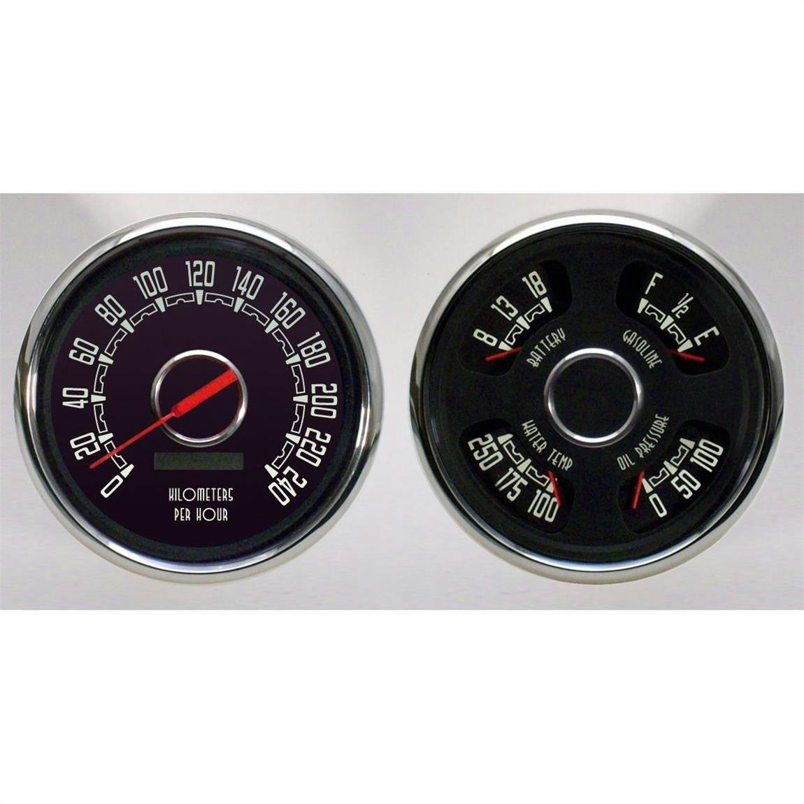 New Vintage USA 47371-01M Woodward 2 Gauge Kit KM/H 47-53 Chevy