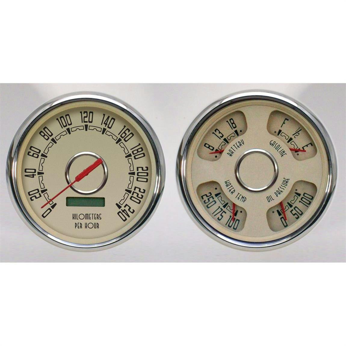 New Vintage USA 47371-02M Woodward 2 Gauge Kit KM/H 47-53 Chevy