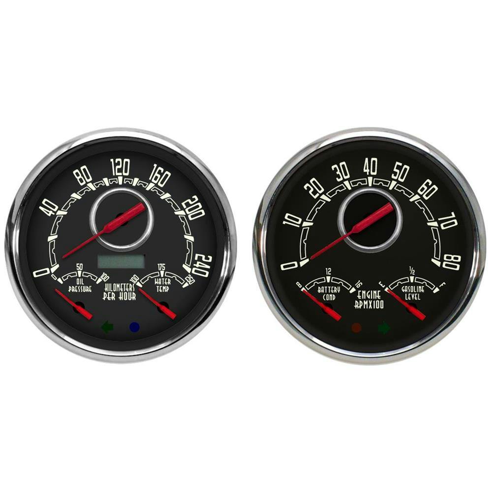 New Vintage USA 47372-01M Woodward 2 Gauge Kit KM/H 47-53 Chevy