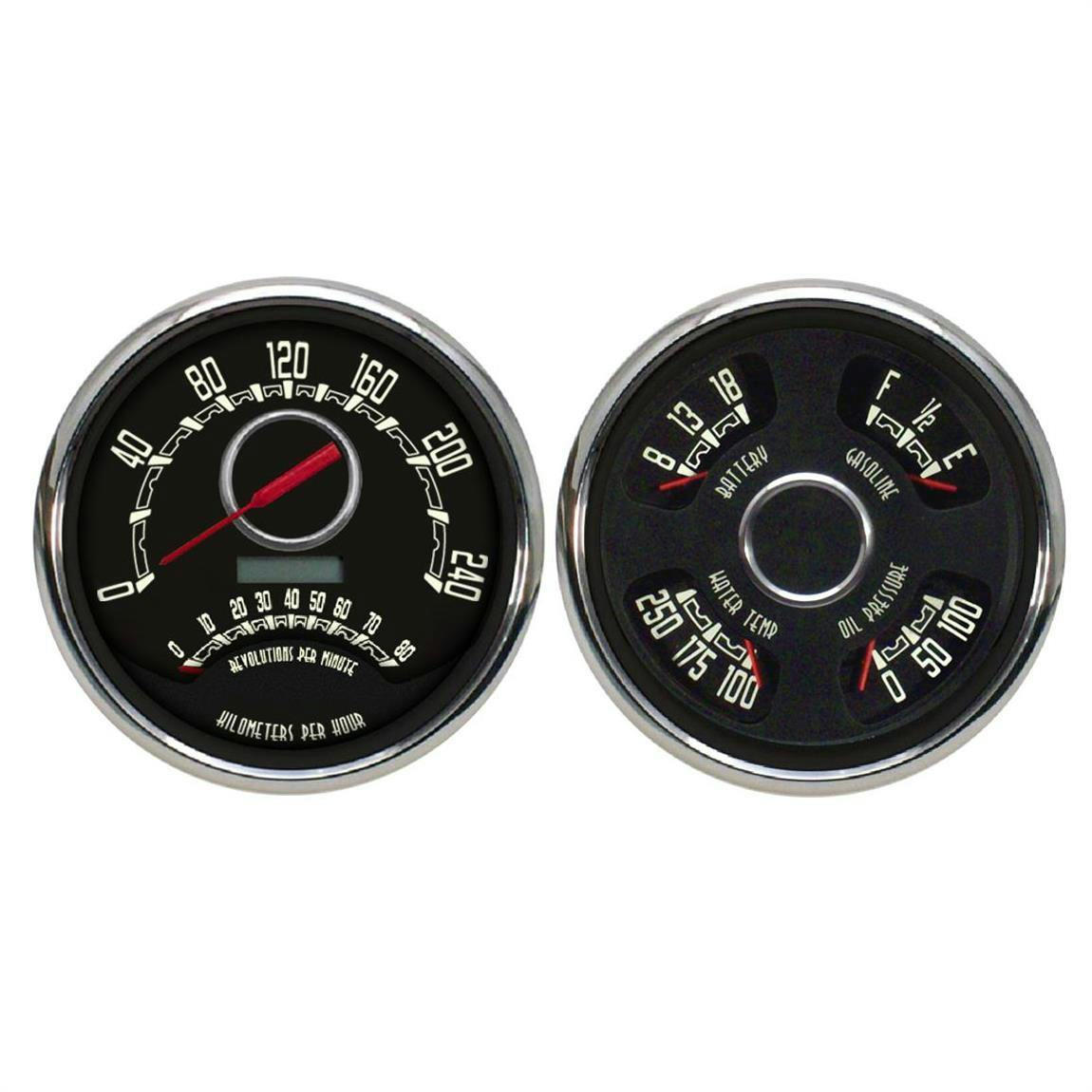 New Vintage USA 47373-01M Woodward 2 Gauge Kit KM/H 47-53 Chevy