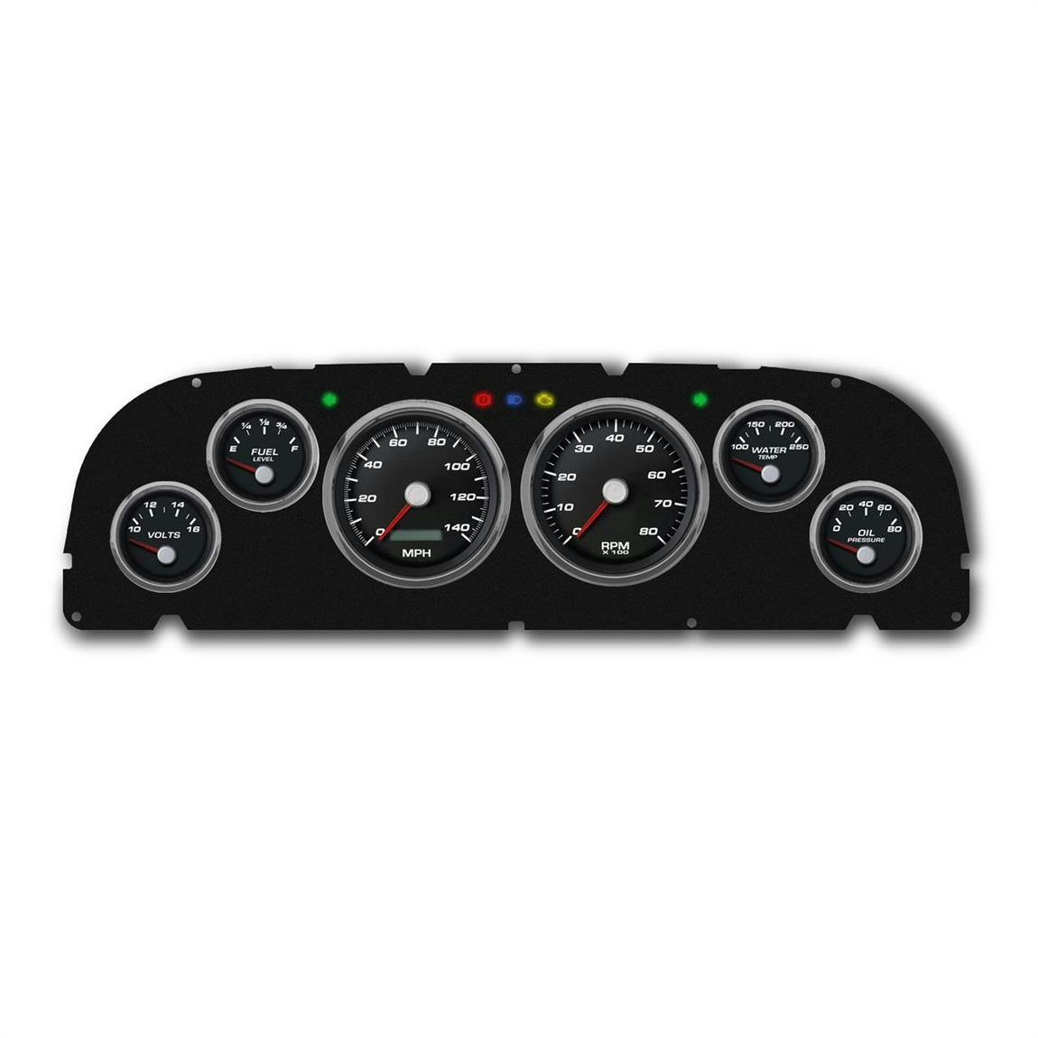 New Vintage USA 61011-01 6 Gauge Performance Black 61-63 Chevy