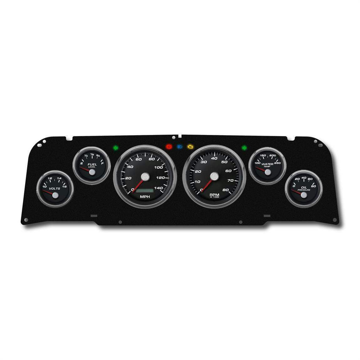 New Vintage USA 64011-01 6 Gauge Performance Black 64-66 Chevy