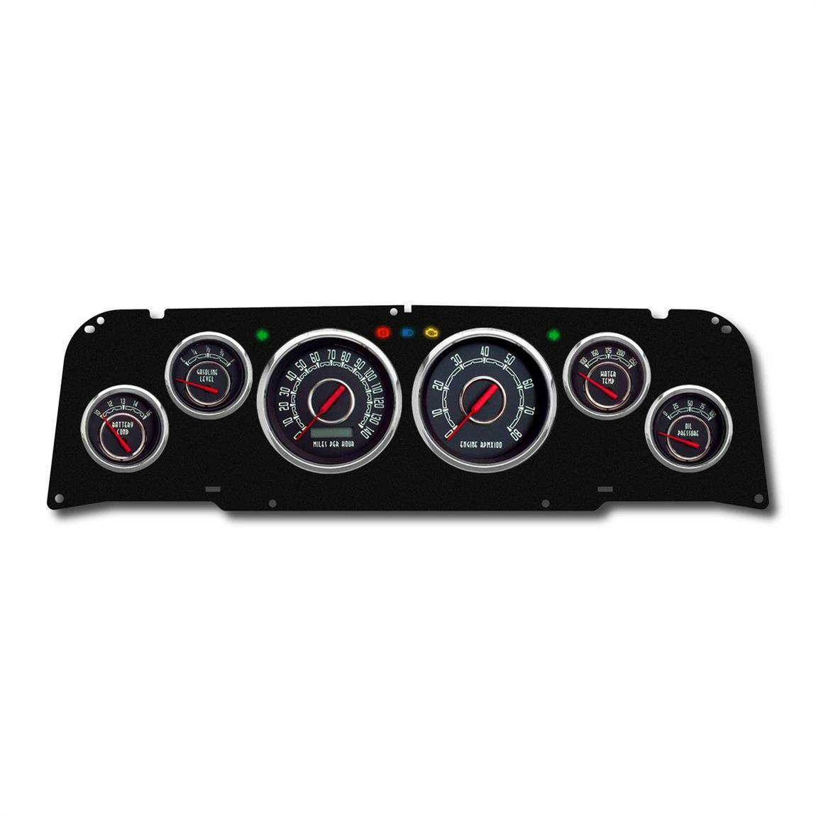 New Vintage USA 64371-01 6 Gauge Woodward Black 64-66 Chevy
