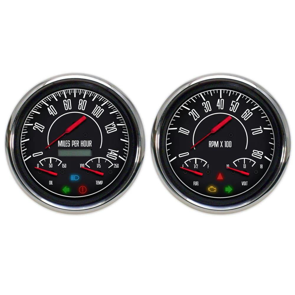 New Vintage USA 67257-01 1967 Series 3 in 1 Gauges, Black/White