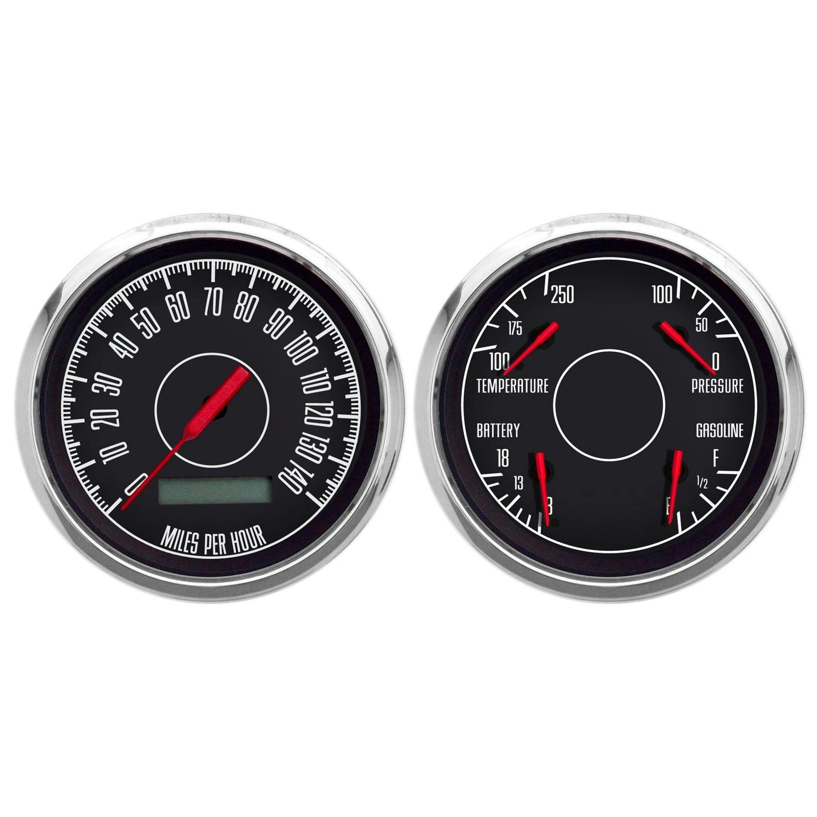 New Vintage USA 67274-01 2 Gauge Kit 1967 Series 3 3/8" Black