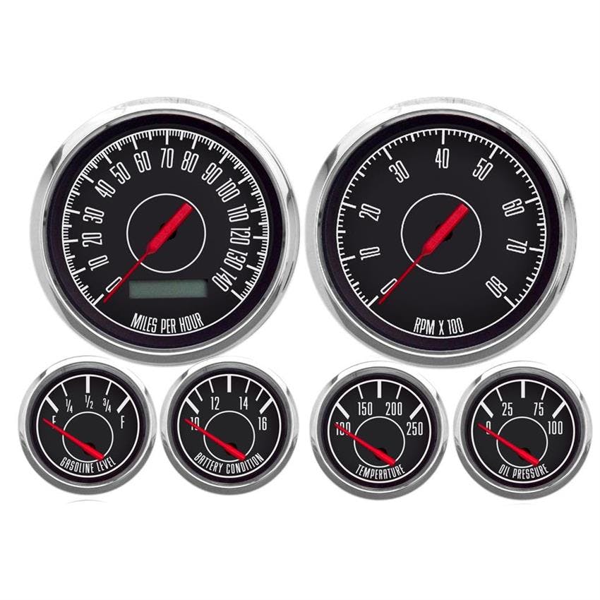 New Vintage USA 67618-01 6 Gauge Kit 1967 Series 3 3/8" Black