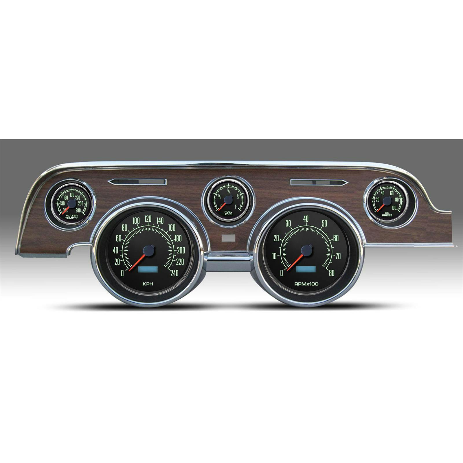 New Vintage USA 69717-01M 5 Gauge 69 Series KM/H 67-68 Mustang